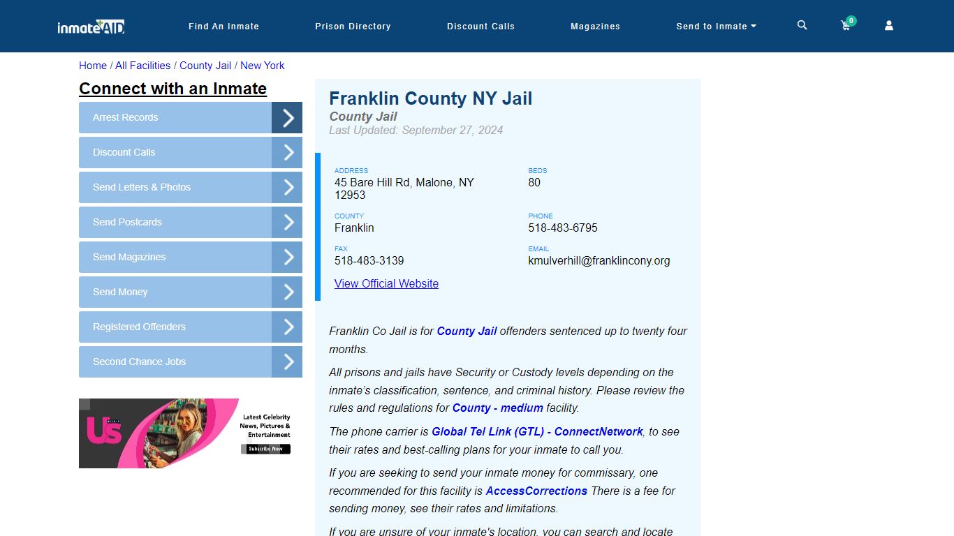 Franklin County NY Jail - Inmate Locator