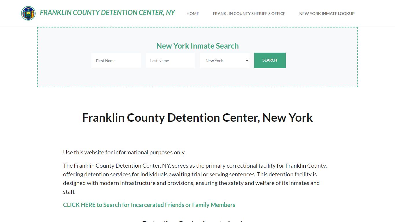 Franklin County Detention Center, NY Inmate Roster, Offender Search