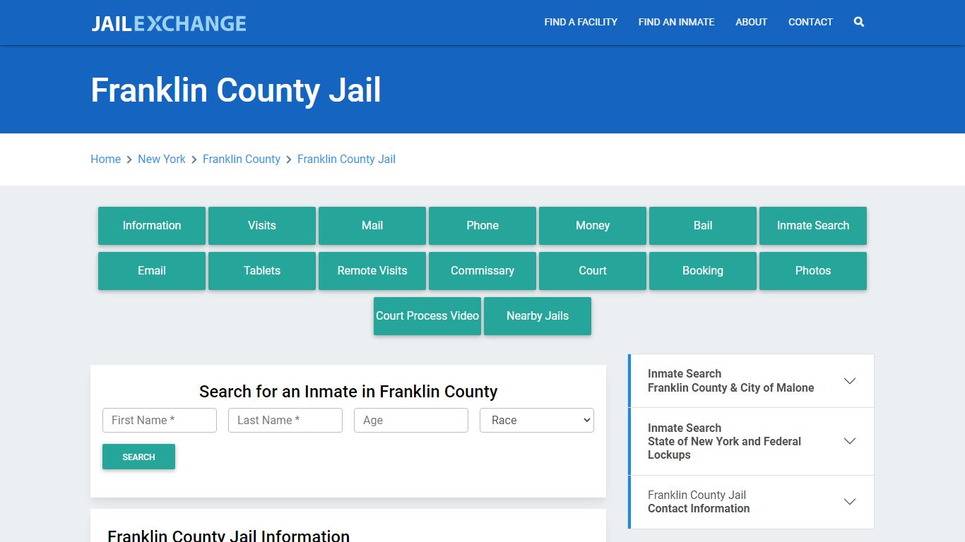 Franklin County Jail Roster Lookup, NY, Inmate Search