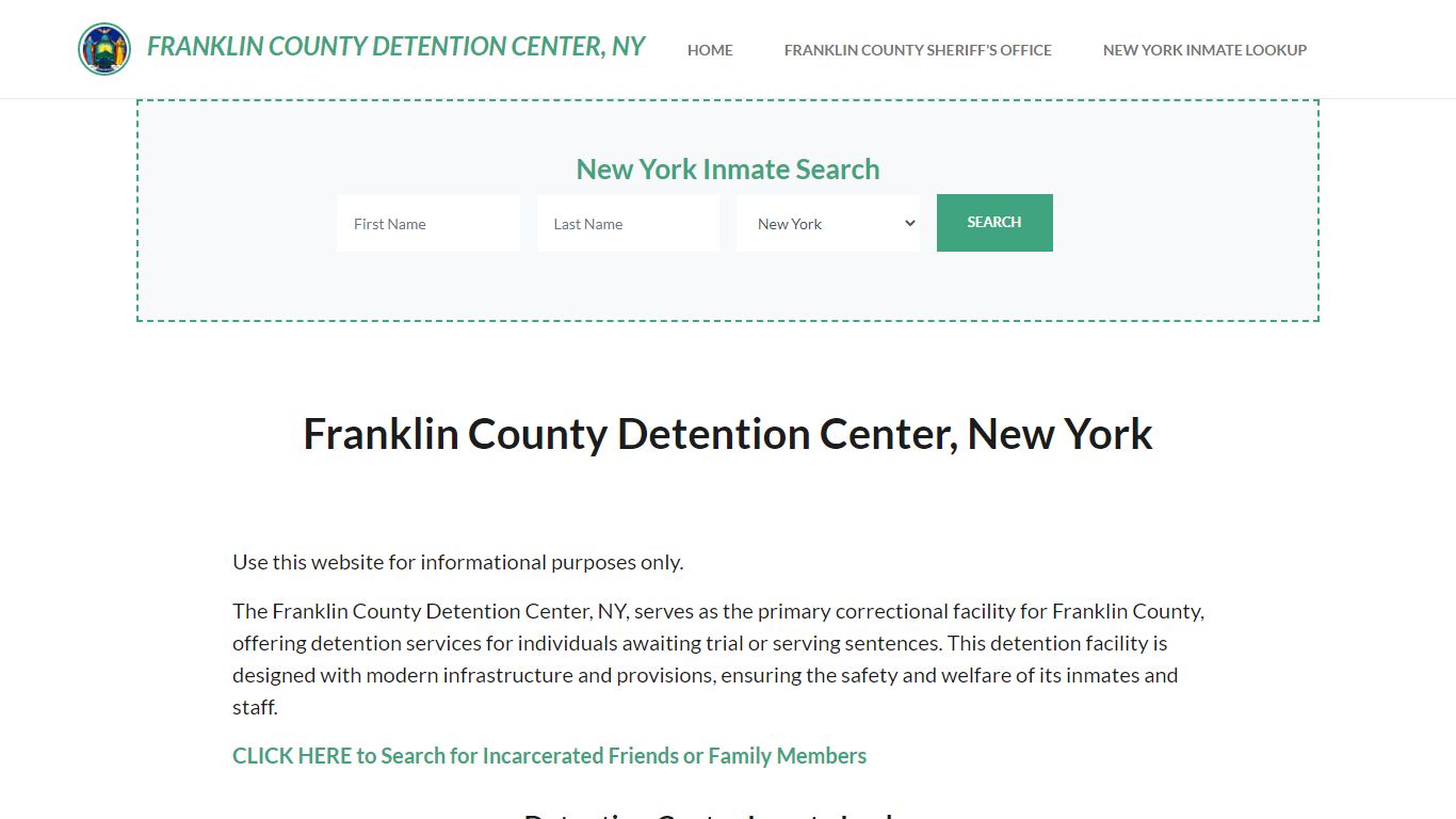 Franklin County Detention Center, NY Inmate Roster, Offender Search